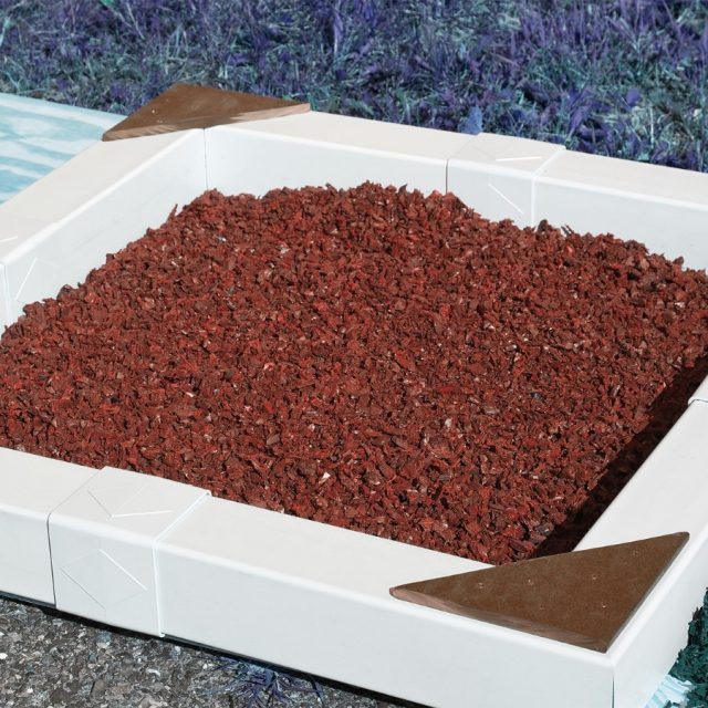 Red rubber mulch to make swing sets even safer, from Adventure World Play Sets