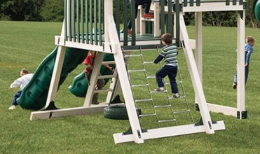 boy climbing up chain ladder swing set accessory  chain ladder swing set accessory