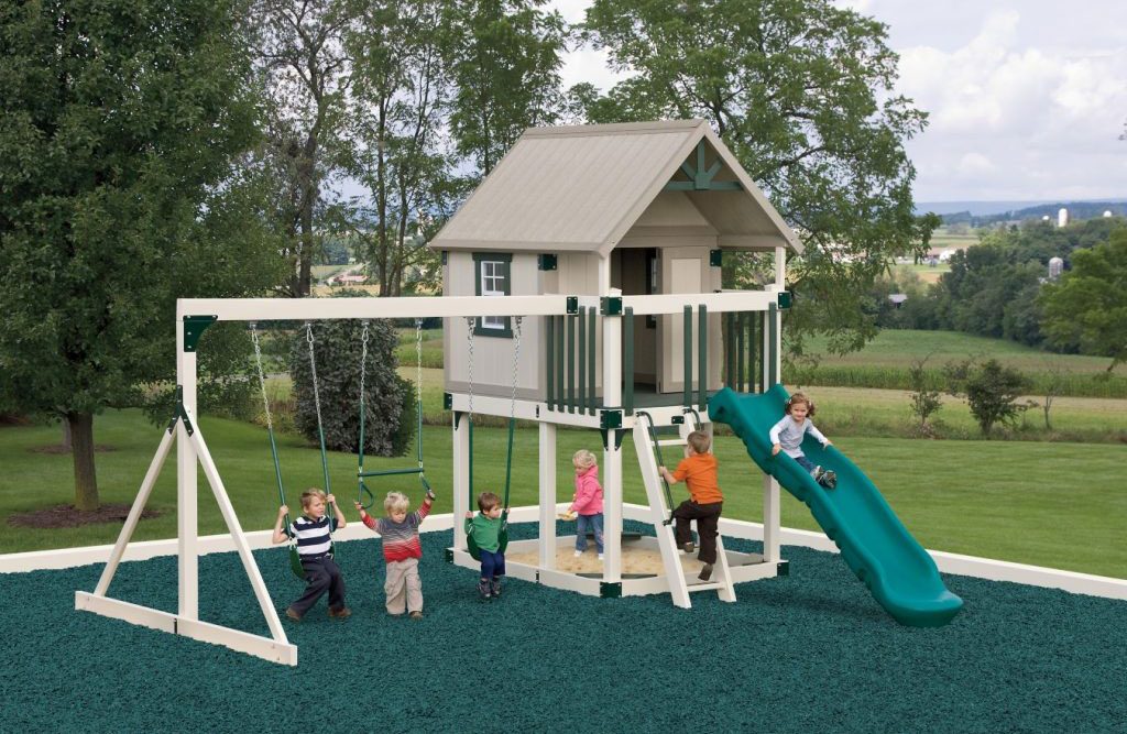swing set with playhouse and balcony happy hideout swing set