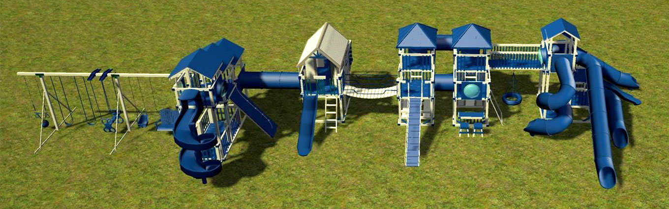 3d rendering of custom adventure world playset in staten island new york 3d rendering of 90 foot playset