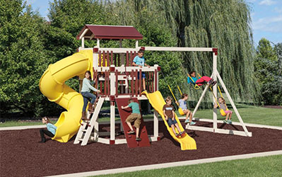 kids playing on safe swing set kids playsets