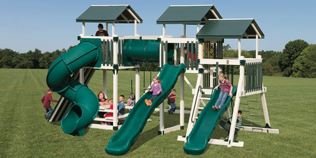 swing set with multiple towers added on multi tower fort swing set add on
