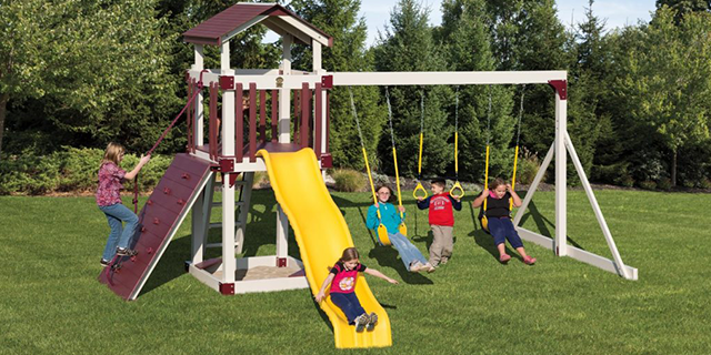 busy basecamp small backyard swing set from adventure world busy basecamp b44-6 small backyard swing set