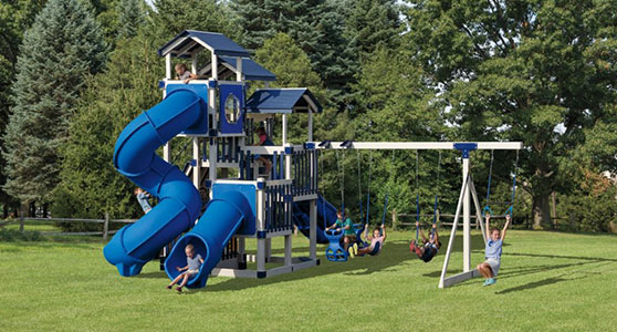 huge jolly jamboree swing set with lots of ways to climb play graound set