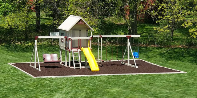 family swing set with backyard happy hideout playhouse top family swing sets