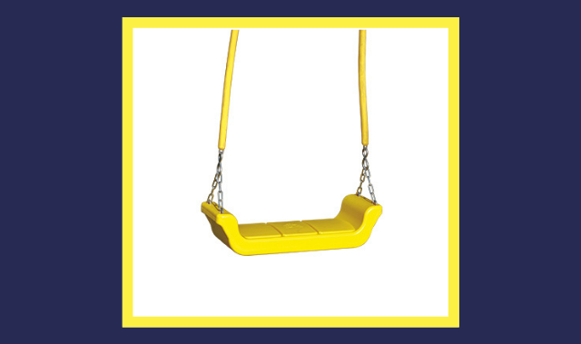 type of adult belt swing with flat bottom to accommodate parents swinging next to kids adult belt swing