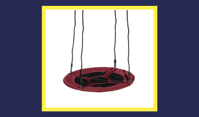 web swing with large circular base made of nylon fabric ideal for high-energy fun playset web swing