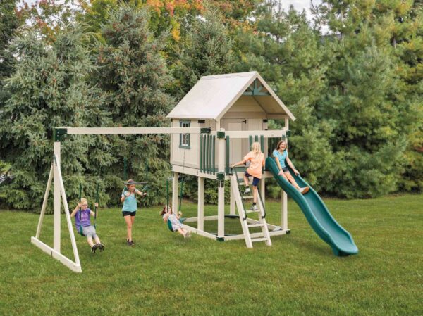 girl outside playing an imagination game like hide-and-seek