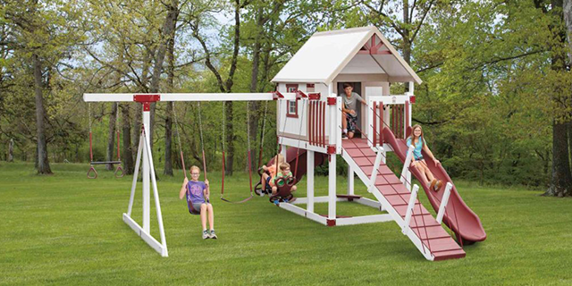 happy hideout package h68-7 named the best-rated clubhouse swing set  best-rated clubhouse swing set